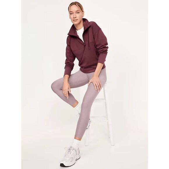 Old Navy Dynamic Fleece Maroon Half-Zip Sweatshirt Cropped XL - Picture 8 of 9